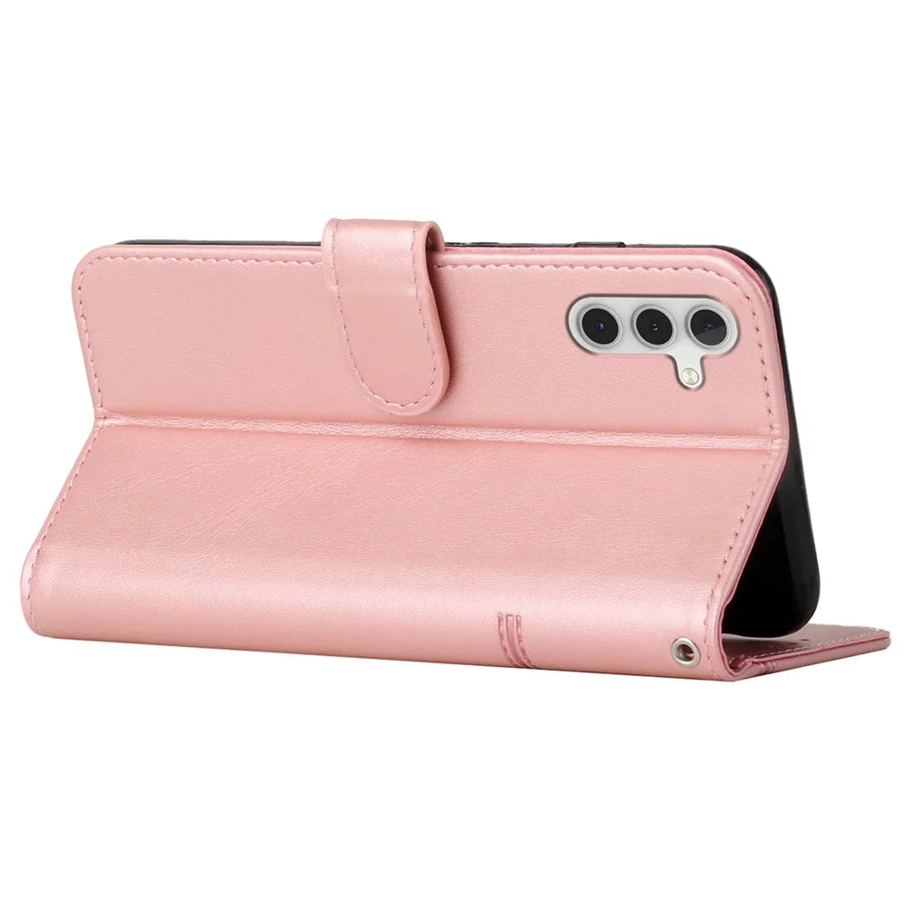 For Samsung Galaxy M15 5G / F15 5G Anti-Scratch PU Leather Phone Case Stand Cell Phone Cover - Rose Gold - 3