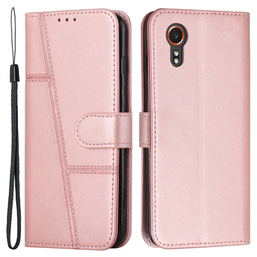PU Leather Cases for Samsung Galaxy Xcover7 Phone Stand Cover All-Round Protection Phone Shell - Rose Gold - 1
