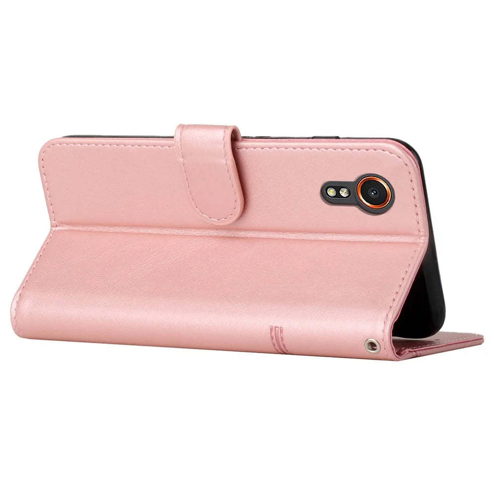 PU Leather Cases for Samsung Galaxy Xcover7 Phone Stand Cover All-Round Protection Phone Shell - Rose Gold - 3