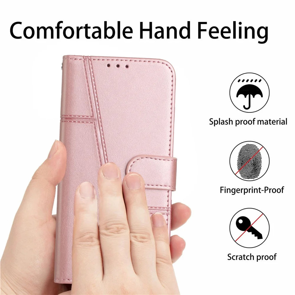 PU Leather Cases for Samsung Galaxy Xcover7 Phone Stand Cover All-Round Protection Phone Shell - Rose Gold - 4