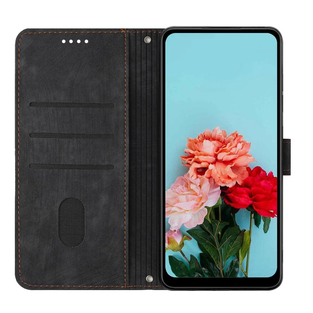 For TECNO Pova 6 Pro 5G / Li 9   Phone Case Lines Imprint PU Leather Wallet Cover - Black - 2
