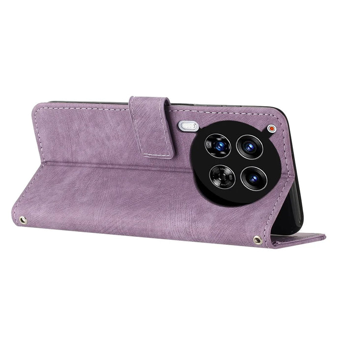 For TECNO Camon 30 Premier 5G CL9 Case Lines Imprinted Leather Phone Protective Cover - Purple - 3