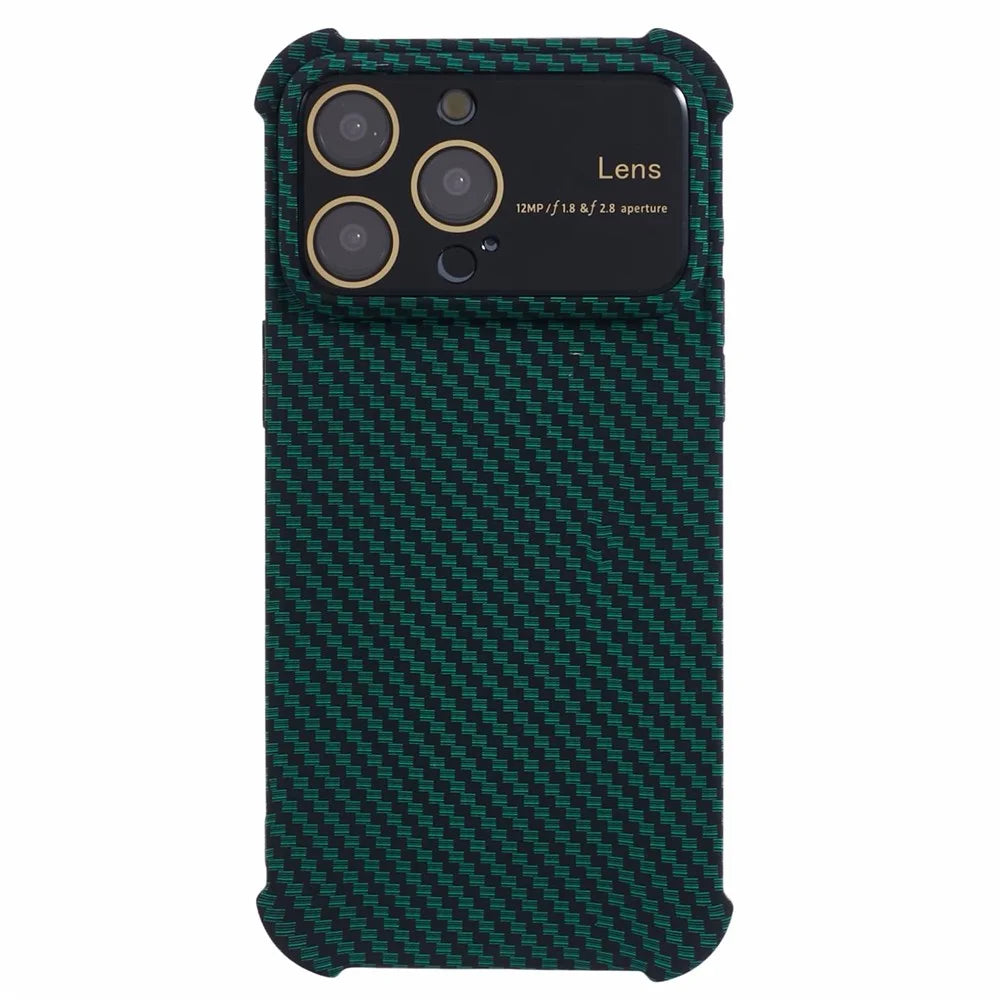 HRX Series for iPhone 15 Pro Carbon Fiber Texture Phone Case TPU+Silicone Cover - Green - 1