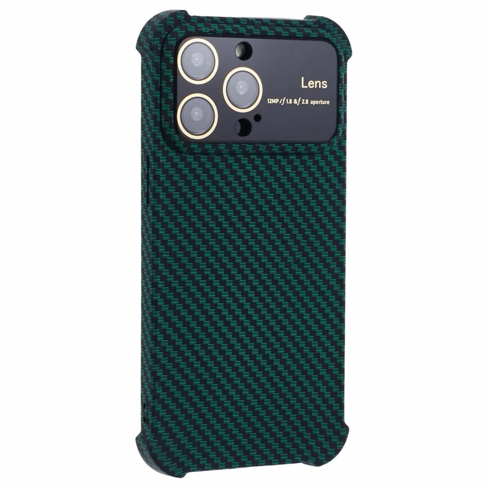 HRX Series for iPhone 15 Pro Carbon Fiber Texture Phone Case TPU+Silicone Cover - Green - 3