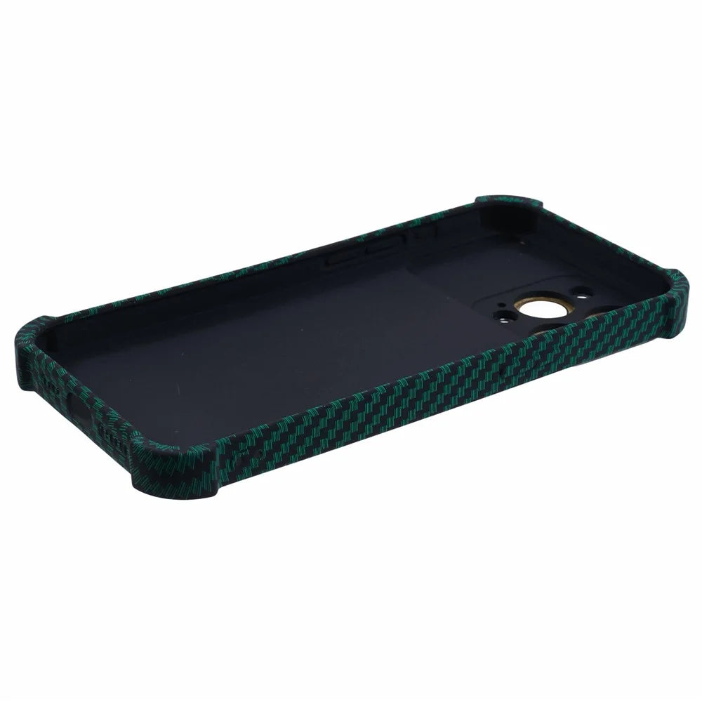 HRX Series for iPhone 15 Pro Carbon Fiber Texture Phone Case TPU+Silicone Cover - Green - 4