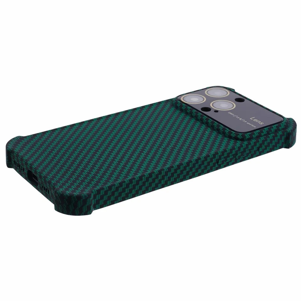 HRX Series for iPhone 15 Pro Carbon Fiber Texture Phone Case TPU+Silicone Cover - Green - 5