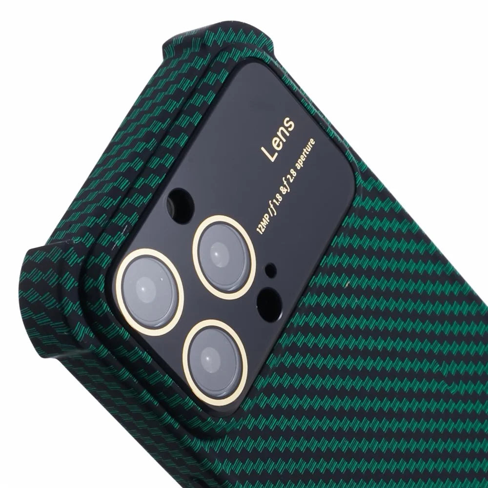 HRX Series for iPhone 15 Pro Carbon Fiber Texture Phone Case TPU+Silicone Cover - Green - 6