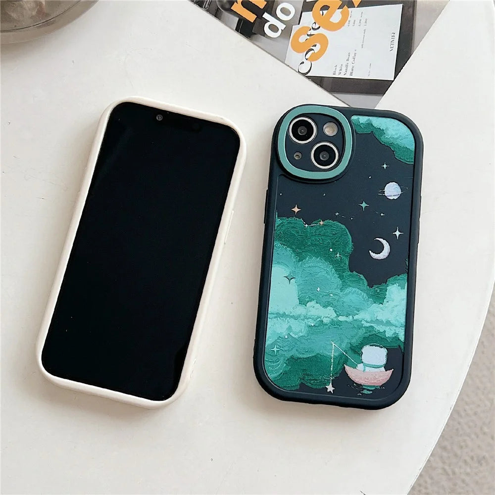 For iPhone 14 Case Soft TPU Pattern Printed Round Edge Phone Cover - STX70 Black - 3