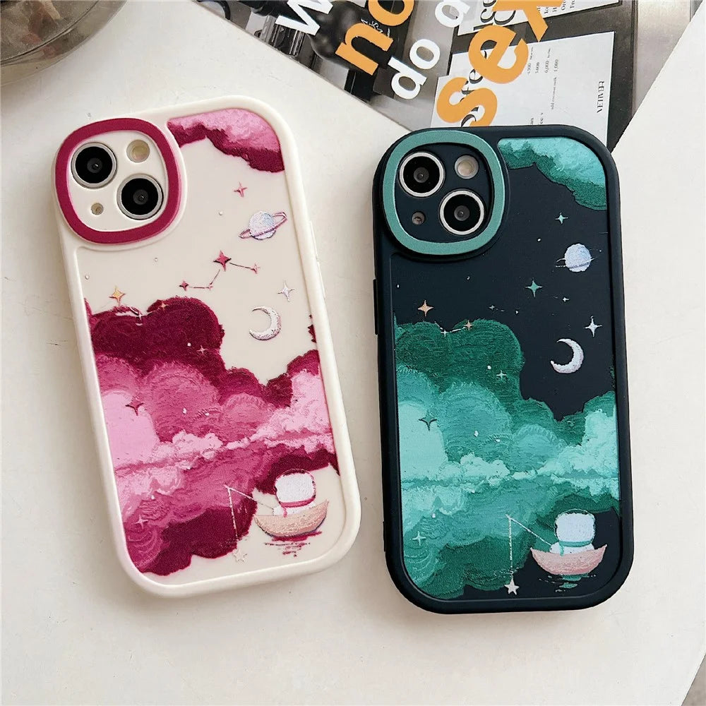 For iPhone 14 Case Soft TPU Pattern Printed Round Edge Phone Cover - STX70 Black - 4