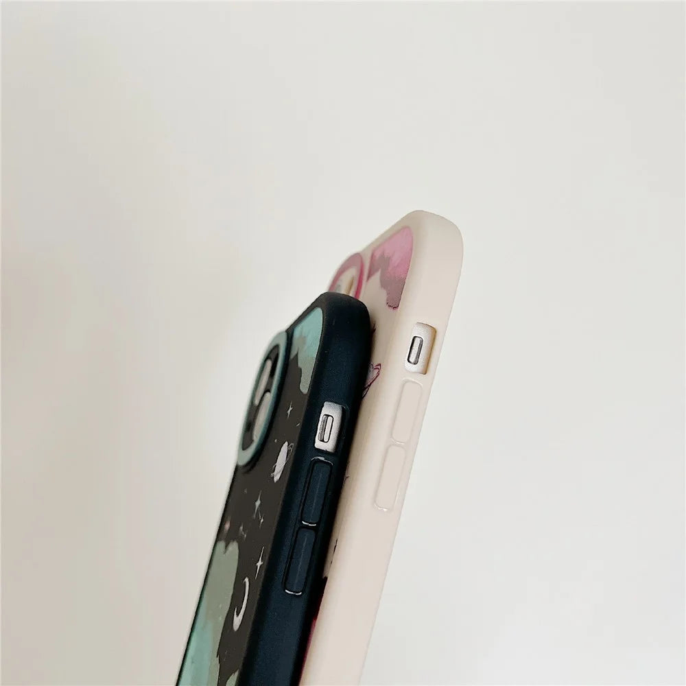 For iPhone 14 Case Soft TPU Pattern Printed Round Edge Phone Cover - STX70 Black - 5
