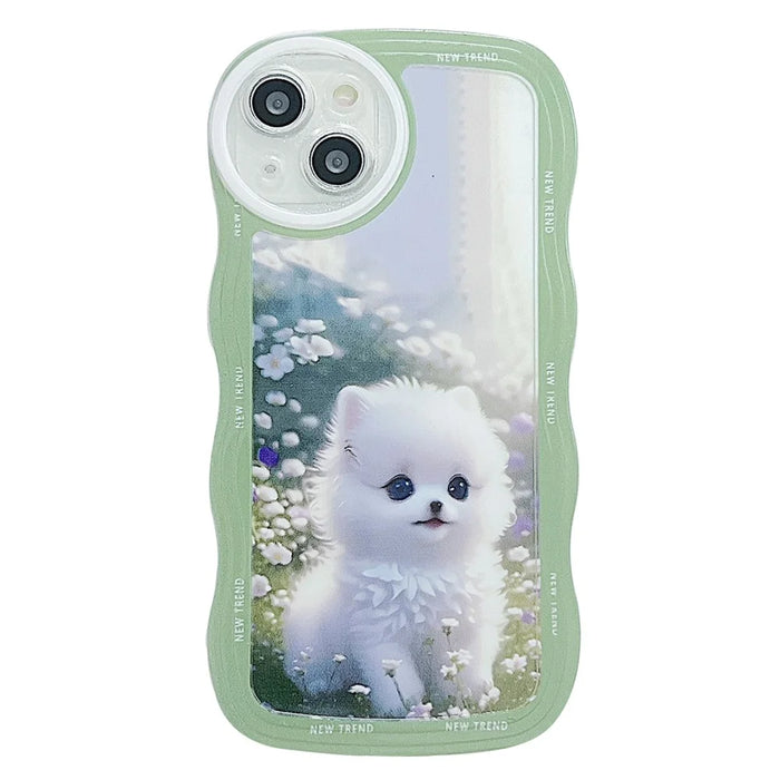 For iPhone 13 Case Wave Shape Edge Anti-Scratch Phone Protector - Dog - 1
