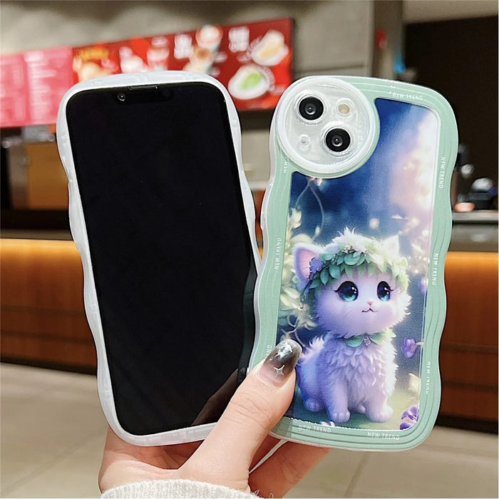 For iPhone 13 Case Wave Shape Edge Anti-Scratch Phone Protector - Dog - 4