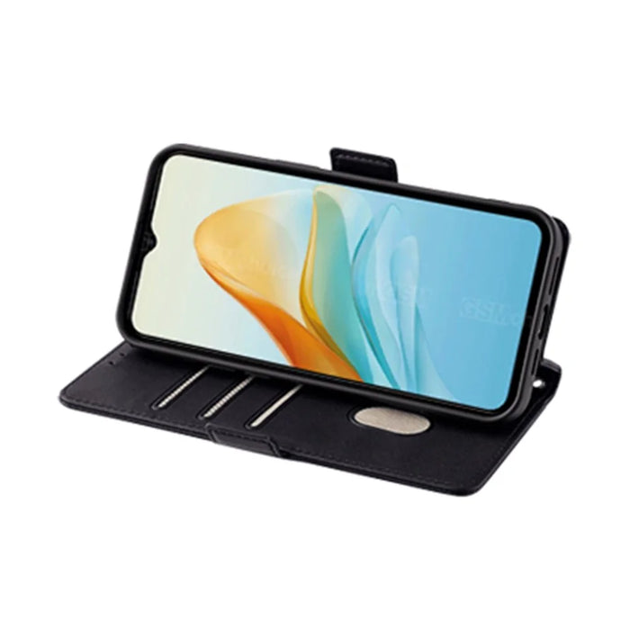 For ZTE Axon 40 Lite Crossbody Leather Case RFID Blocking Wallet Stand Phone Cover - Black - 3