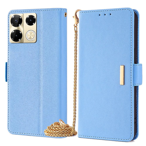 For Infinix Note 40 Pro 5G Leather Case Wallet Phone Cover with Hand Strap / Shoulder Strap - Blue - 1