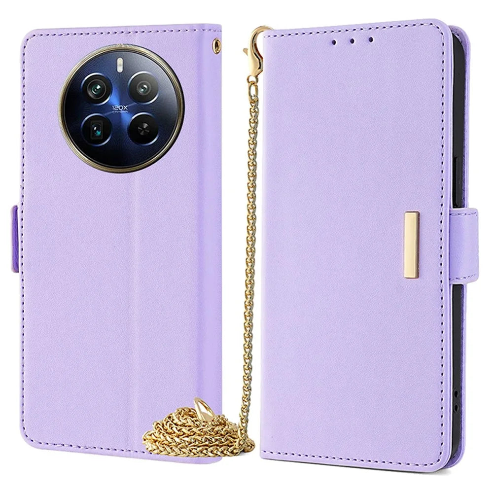 For Realme 12 Pro 5G / 12 Pro+ 5G Leather Case RFID Blocking Wallet Phone Accessories Distributors - Purple - 1