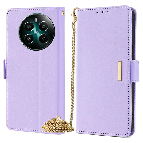 For Realme 12 4G / 12+ 5G Wallet Case RFID Blocking PU Leather Crossbody Phone Cover   - Purple - 1
