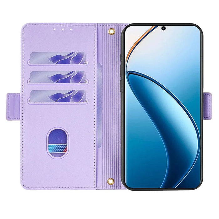 For Realme 12 4G / 12+ 5G Wallet Case RFID Blocking PU Leather Crossbody Phone Cover   - Purple - 2