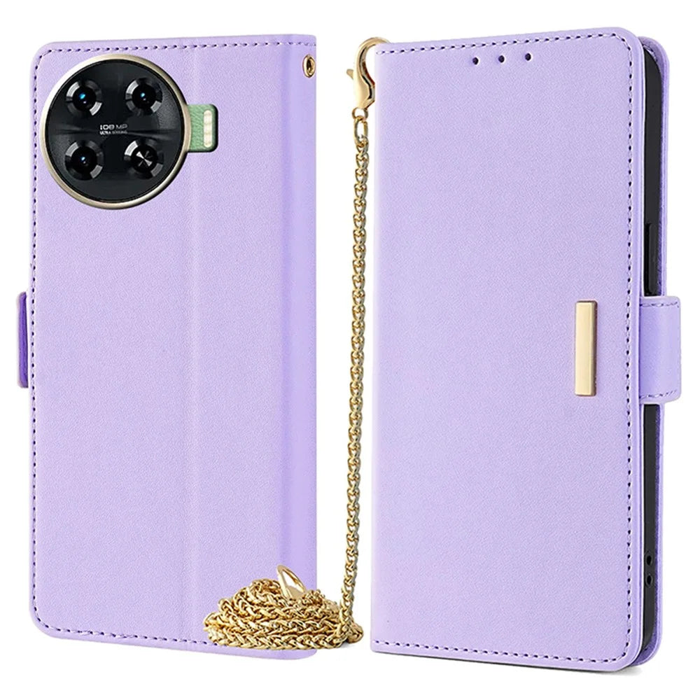 For TECNO Spark 20 Pro+ Phone Bag Crossbody Leather Wallet Case with Wallet Stand - Purple - 1