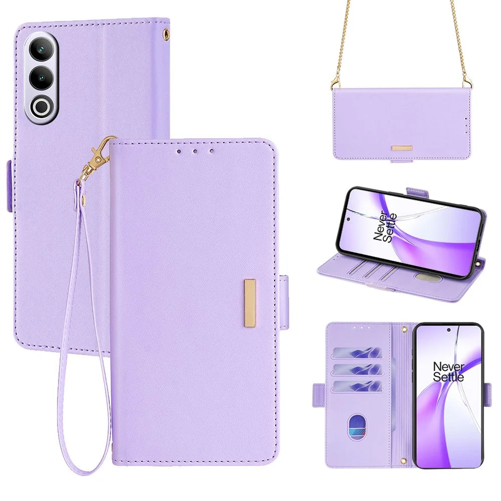 For OnePlus Ace 3V 5G Case PU Leather Folio Flip Phone Cover RFID Blocking - Purple - 1
