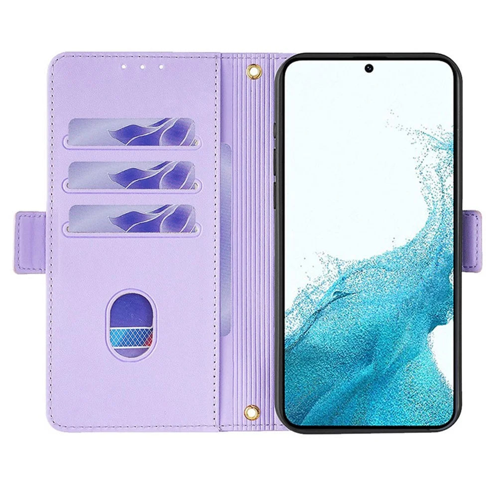 For Samsung Galaxy A15 4G / 5G Crossbody Wallet Case RFID Blocking Stand PU Leather Phone Cover - Purple - 2