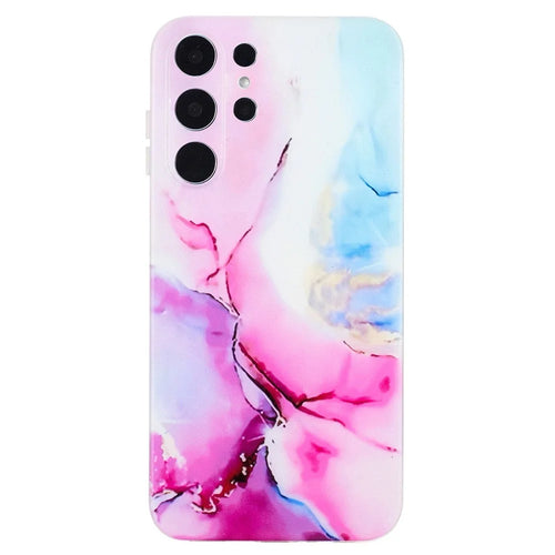 For Samsung Galaxy S24 Ultra Case Marble Effect Pattern Design TPU Phone Cover - Pink  /  Blue - 1
