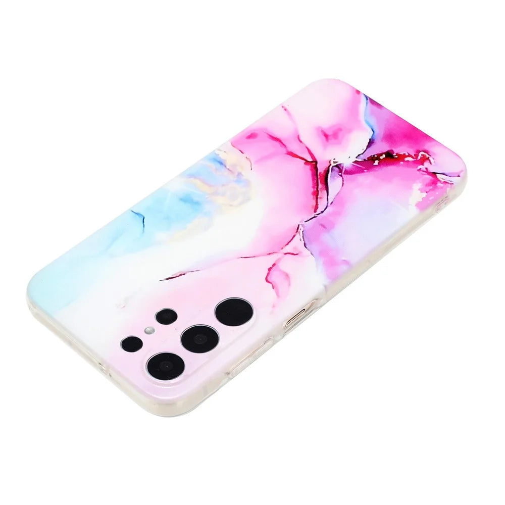 For Samsung Galaxy S24 Ultra Case Marble Effect Pattern Design TPU Phone Cover - Pink  /  Blue - 3