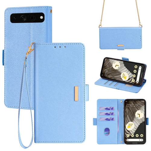 For Google Pixel 7 Pro 5G Wallet Phone Case RFID Blocking Shockproof Leather Cover - Blue - 1