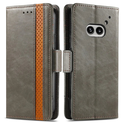 For Nothing Phone (2a) Plus / Phone (2a) Phone Cases CASENEO PU Leather Cover Stand with RFID Blocking Wallet - Grey - 1