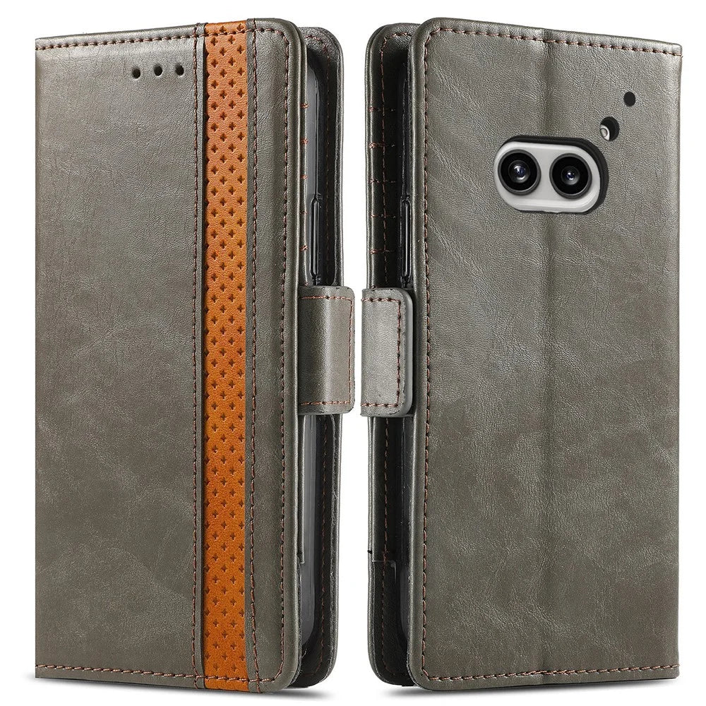 For Nothing Phone (2a) Plus / Phone (2a) Phone Cases CASENEO PU Leather Cover Stand with RFID Blocking Wallet - Grey - 1