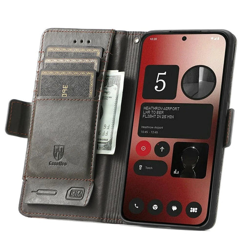 For Nothing Phone (2a) Plus / Phone (2a) Phone Cases CASENEO PU Leather Cover Stand with RFID Blocking Wallet - Grey - 2