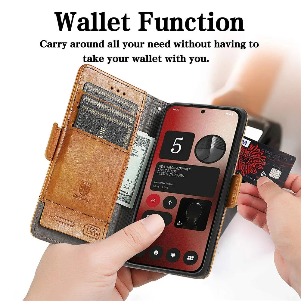 For Nothing Phone (2a) Plus / Phone (2a) Phone Cases CASENEO PU Leather Cover Stand with RFID Blocking Wallet - Grey - 5