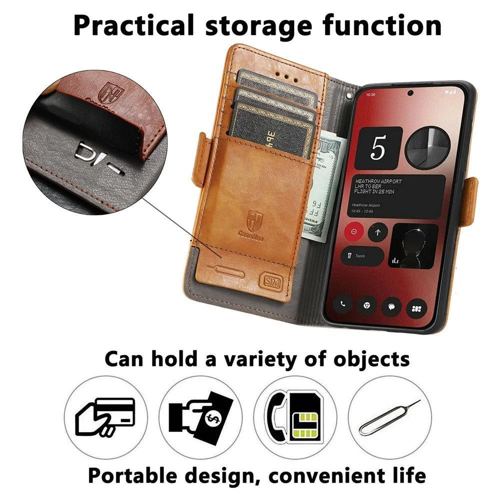 For Nothing Phone (2a) Plus / Phone (2a) Phone Cases CASENEO PU Leather Cover Stand with RFID Blocking Wallet - Grey - 6