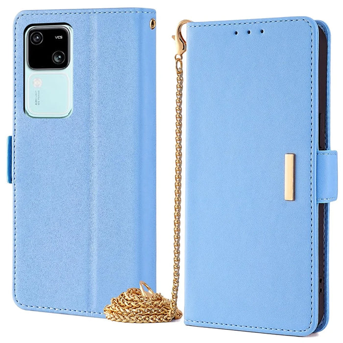 For vivo S18 5G / S18 Pro 5G Case RFID Blocking PU Leather Crossbody Wallet Phone Cover - Blue - 1