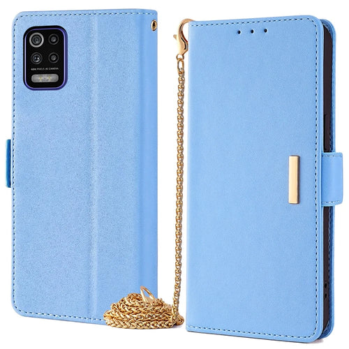 For LG K52 Wallet Case RFID Blocking PU Leather Crossbody Phone Pouch Cover - Blue - 1
