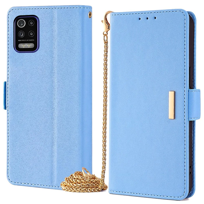 For LG K52 Wallet Case RFID Blocking PU Leather Crossbody Phone Pouch Cover - Blue - 1