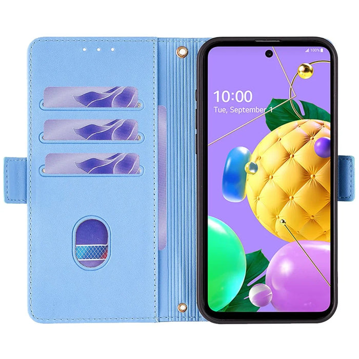 For LG K52 Wallet Case RFID Blocking PU Leather Crossbody Phone Pouch Cover - Blue - 2