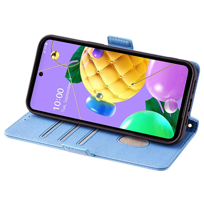 For LG K52 Wallet Case RFID Blocking PU Leather Crossbody Phone Pouch Cover - Blue - 3