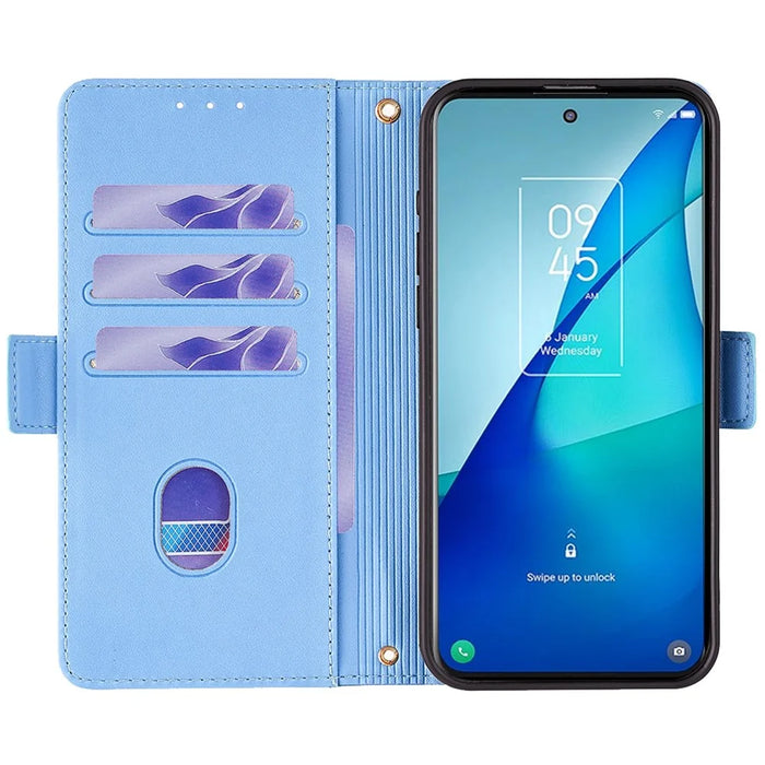 For TCL 20 5G / 20S / 20L / 20L+ Case PU Leather RFID Blocking Flip Wallet Phone Cover with Detachable Chain - Blue - 2