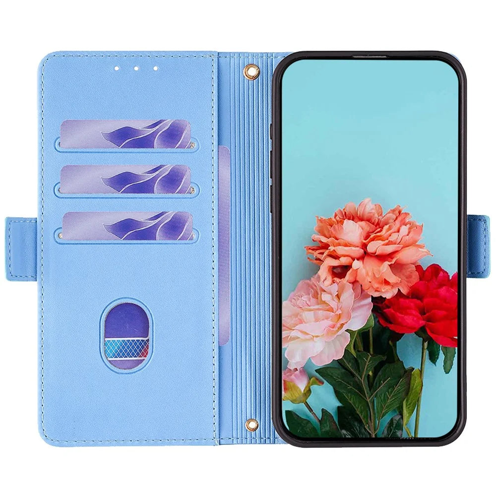 For TCL 40 XE 5G-TCL / 40 X 5G-T601D Leather Case RFID Blocking Wallet Phone Cover with Metal Chain - Blue - 2