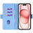 For iPhone 15 Case RFID Blocking Flip PU Leather Wallet Crossbody Phone Cover - Blue - 2
