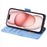 For iPhone 15 Case RFID Blocking Flip PU Leather Wallet Crossbody Phone Cover - Blue - 3