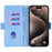 For iPhone 15 Pro Leather Case RFID Blocking Protective Wallet Phone Cover - Blue - 2