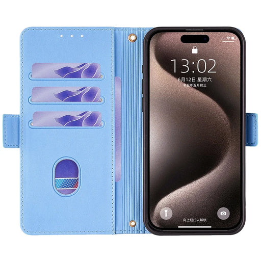 For iPhone 15 Pro Leather Case RFID Blocking Protective Wallet Phone Cover - Blue - 2