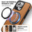 For iPhone 15 Pro Max Case with Ring Kickstand Compatible with MagSafe PU Leather Back Cover - Brown - 4