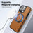 For iPhone 15 Pro Max Case with Ring Kickstand Compatible with MagSafe PU Leather Back Cover - Brown - 5