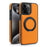 For iPhone 15 Pro Case with Ring Kickstand Compatible with MagSafe PU Leather Back Cover - Orange - 2