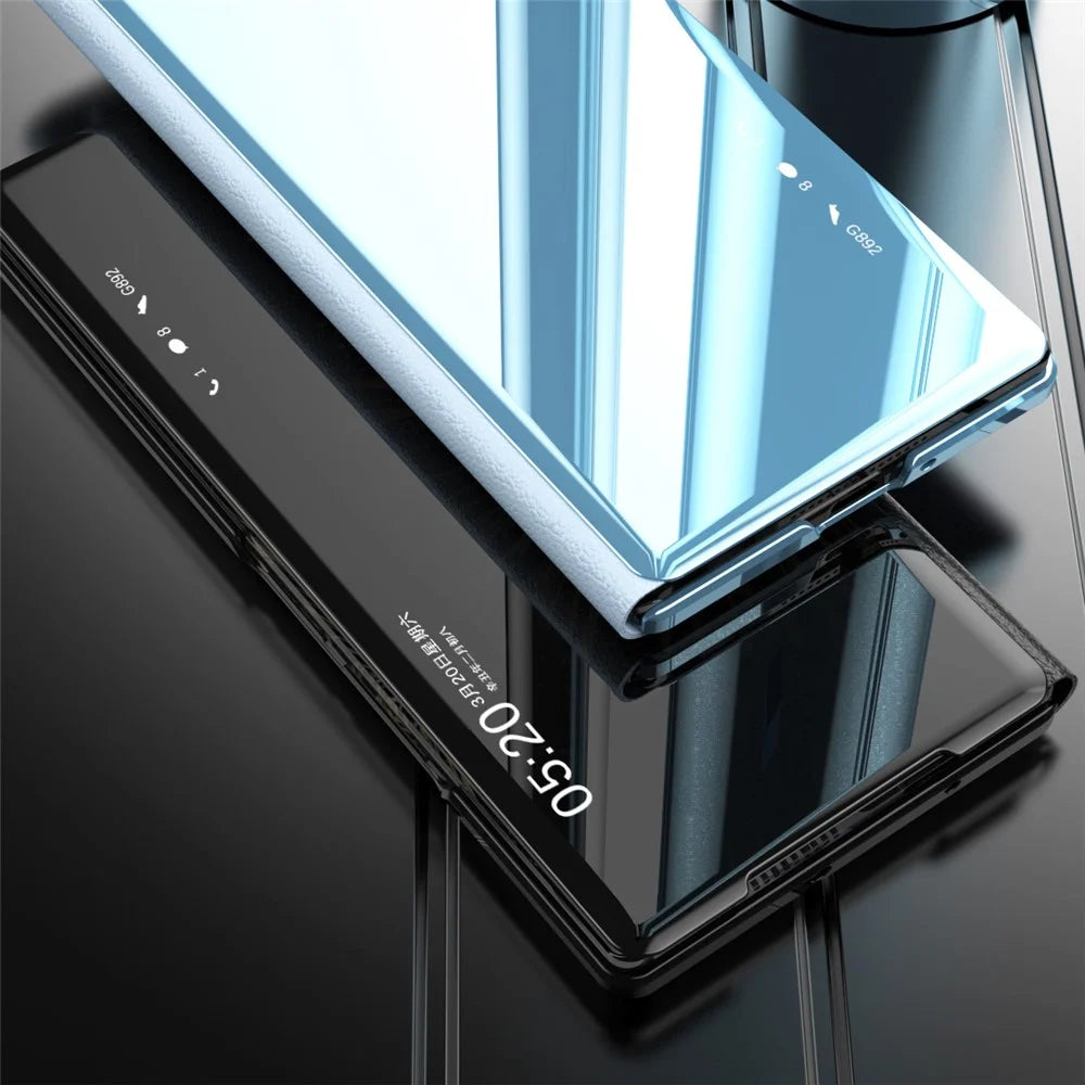 For vivo X Fold3 Leather Case Mirror Surface Electroplating Phone Cover with View Window - Silver - 6