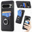 For Google Pixel 8 Pro Kickstand Case Leather Coated PC+TPU Phone Cover   - Black - 1