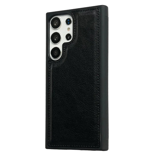 For Samsung Galaxy S23 Ultra Cases Calf Texture PU Leather+TPU Cell Phone Cover - Black - 1