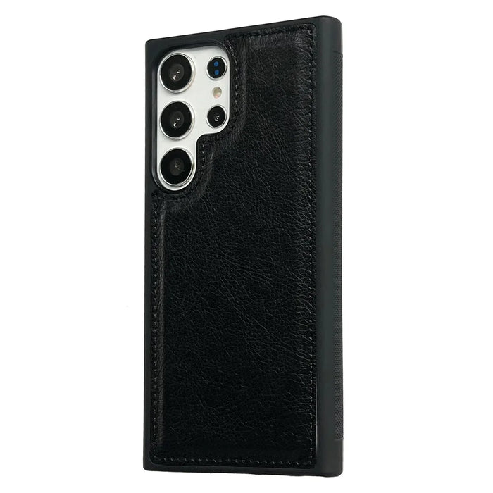 For Samsung Galaxy S23 Ultra Cases Calf Texture PU Leather+TPU Cell Phone Cover - Black - 1